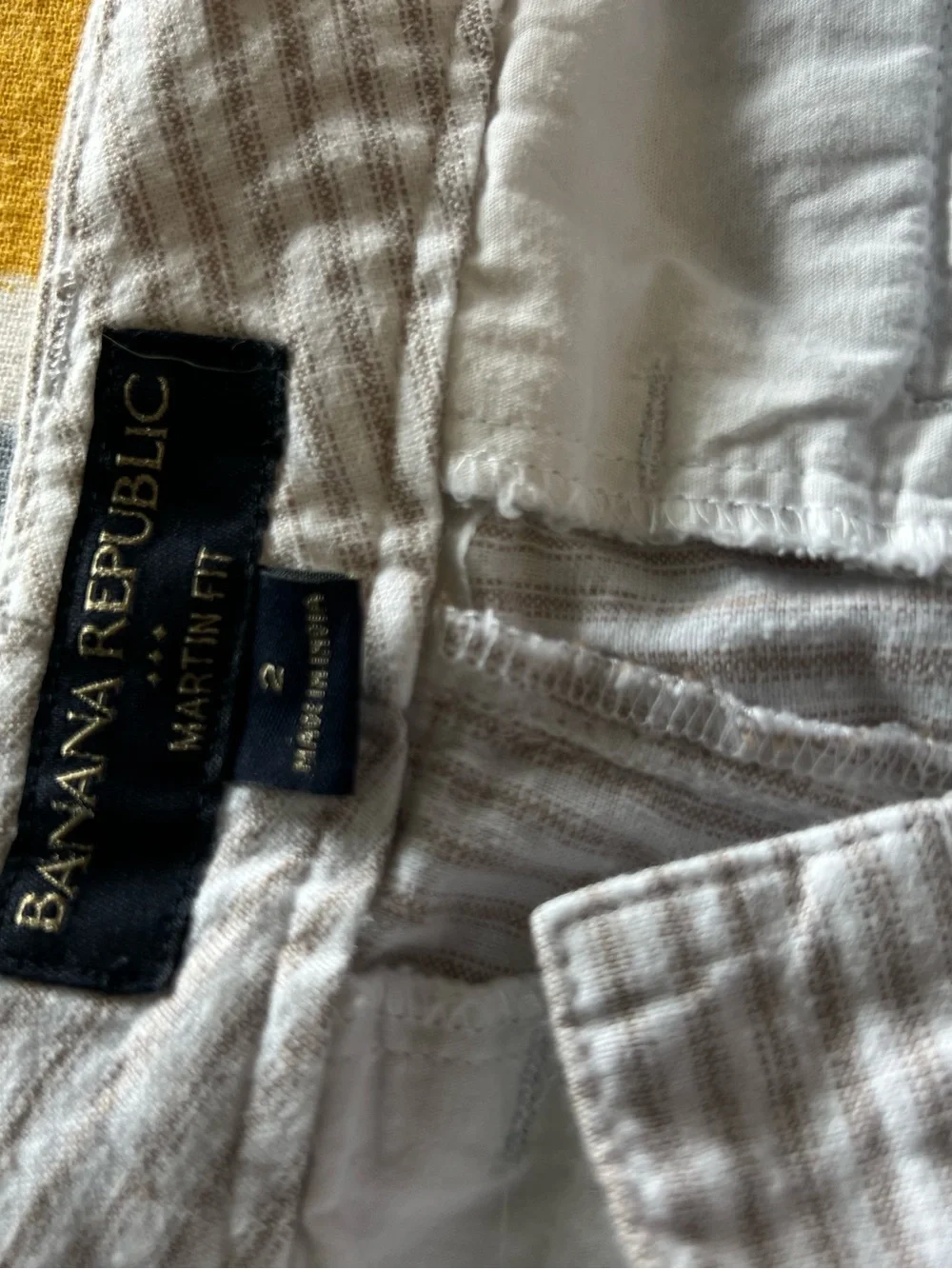 Banana Republic Striped Linen Blend Pants - Cream & Taupe 426.5